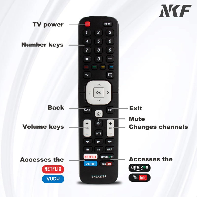 NKF EN2A27ST Universal Remote Control for Sharp TV Remote Replacement LC55P5000U LC-55P5000U LC55Q620U LC-55Q620U LC60P6000U LC-60P6000U LC-32Q5000U LC32Q5000 LC-43P5000U - Image 3